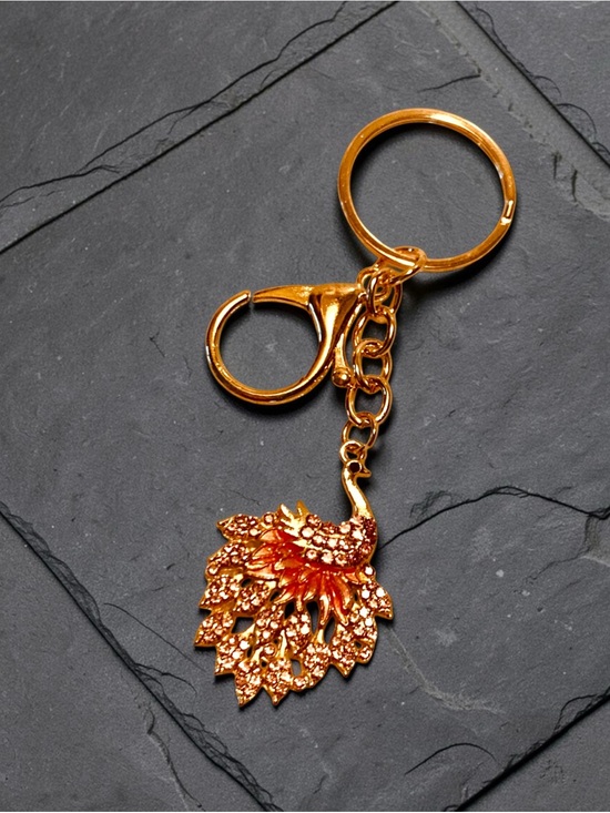Mint Accessories - Mint Gold-tone Pink Peacock Keychain with pink Iridescent Crystals. NWT